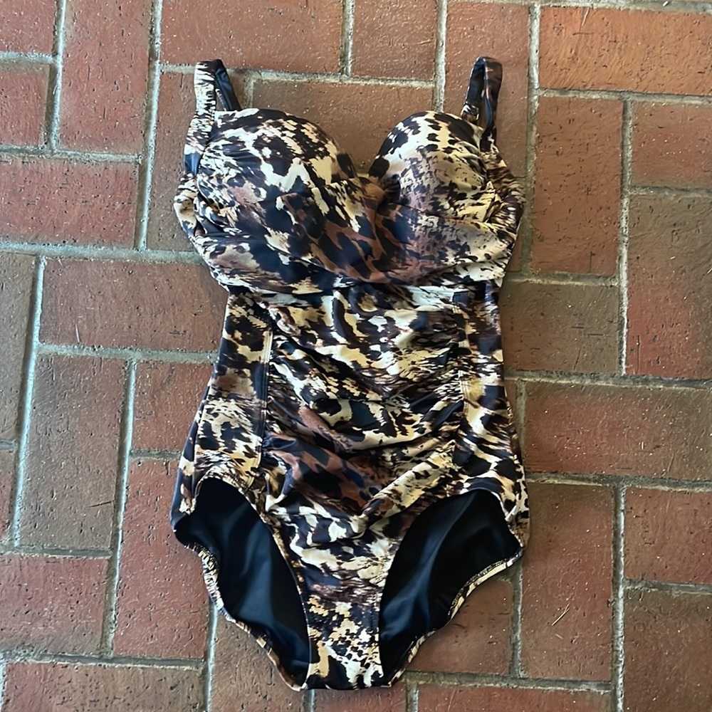 Soma Animal Print Black‎ and Gold Swimsuit